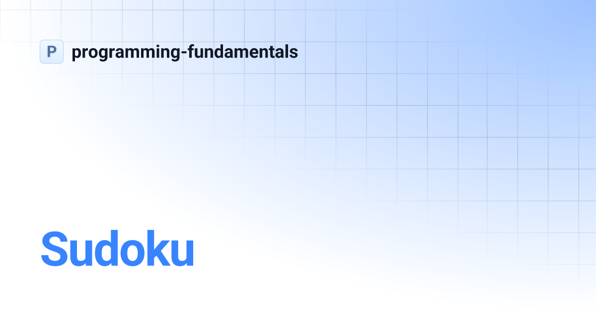 Sudoku | programming-fundamentals